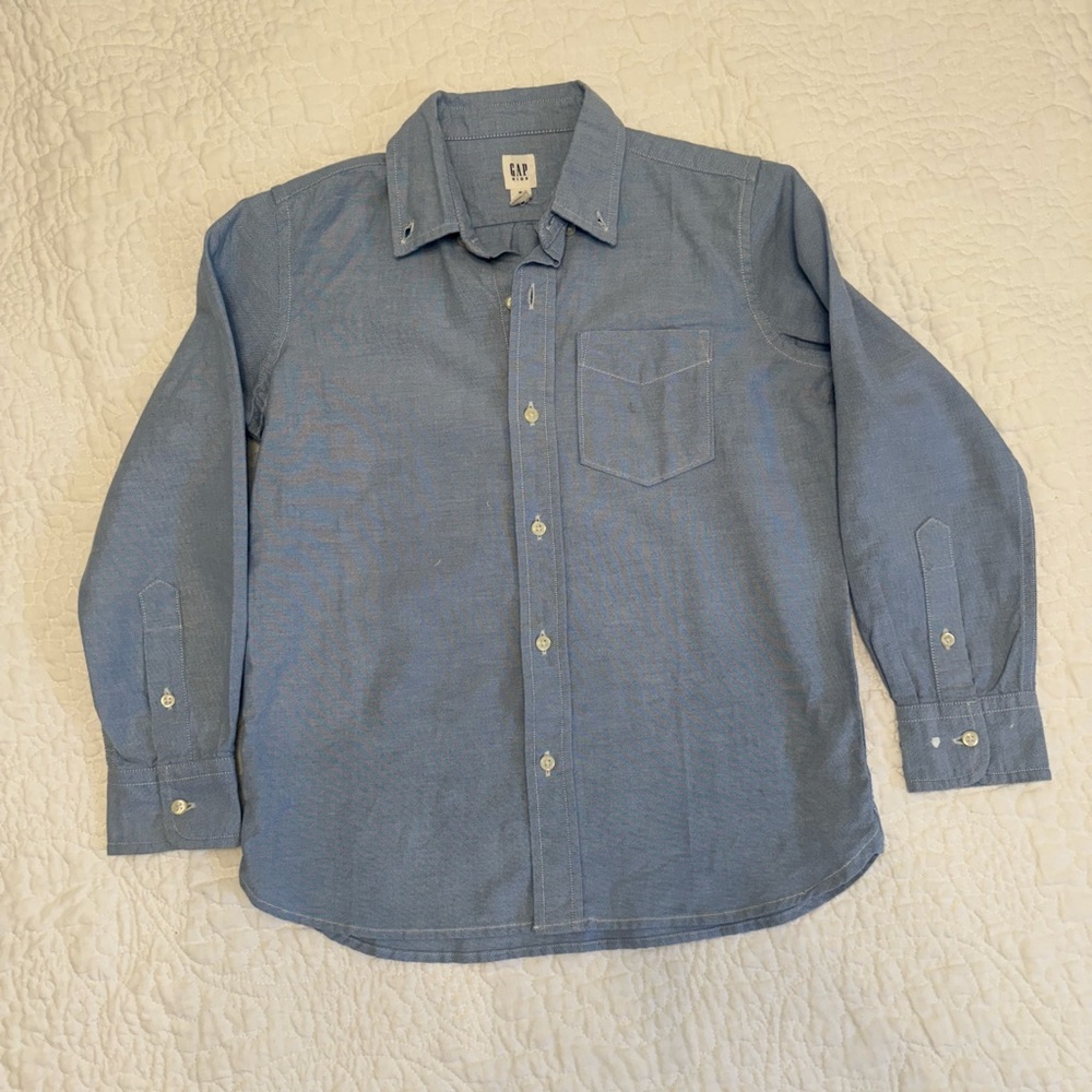 GAP boys Casual Light Blue Button Down Shirt